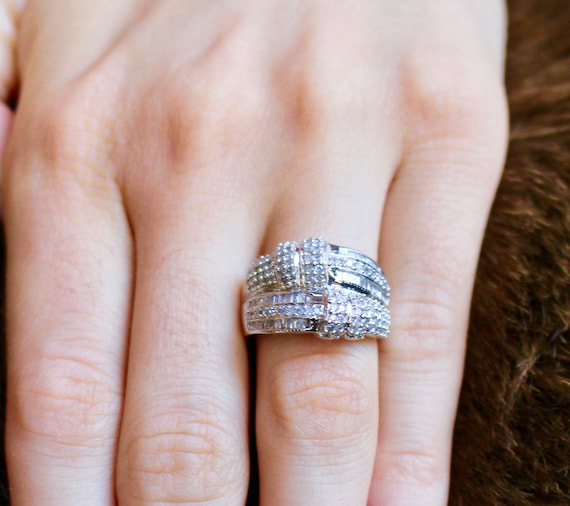 Diamonds. Beautiful 1ct. Diamonds In Solid 10K White Gold Ring. Size. 7.25