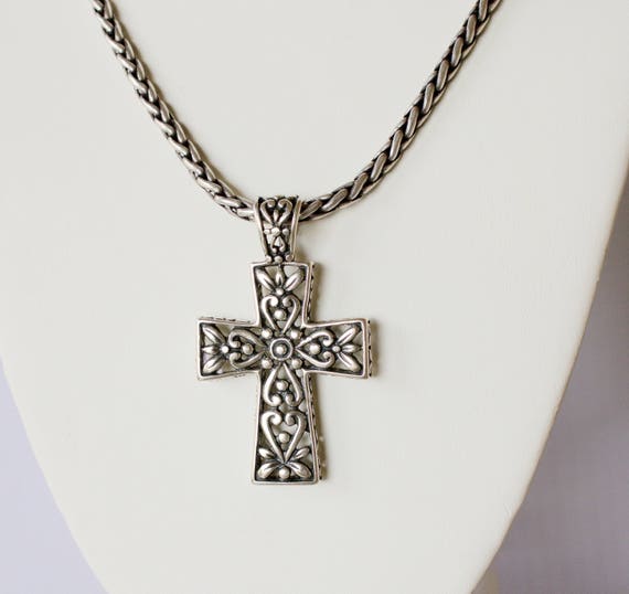 Sterling Silver. Handmade Sterling Silver Cross Pendant.