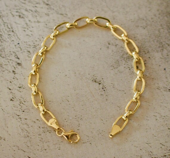 Italian Gold. Elegant 14k Solid Italian Gold Chain Bracelet. Size 7.5 Inches.