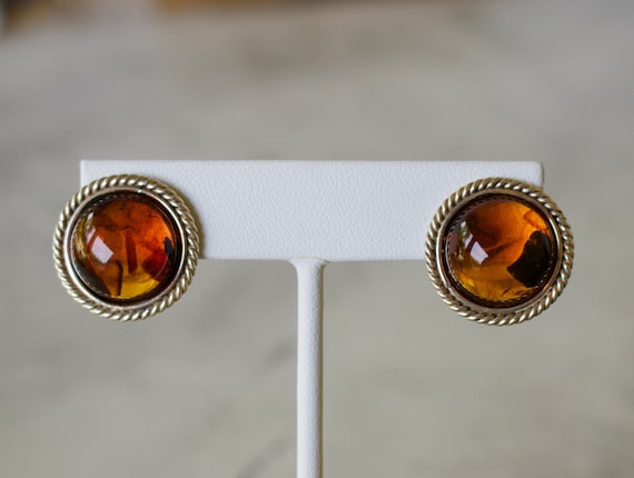 Sterling Silver. Amber. Beautiful Sterling Silver with Amber Earrings.