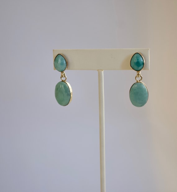 beautiful Larimar Set In Sterling Silver Earrings. View 3