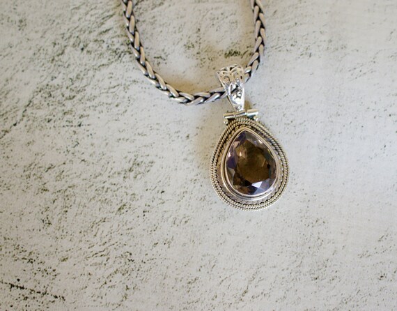 Sterling Silver. Smoky Quartz. Beautiful Sterling Silver with Smoky Quartz Pendant.
