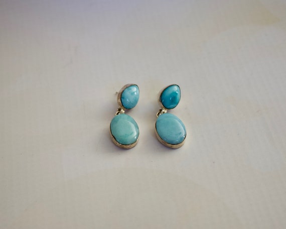 beautiful Larimar Set In Sterling Silver Earrings. View 5