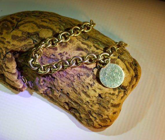 18k solid solid yellow gold chain with gold disc … - image 2