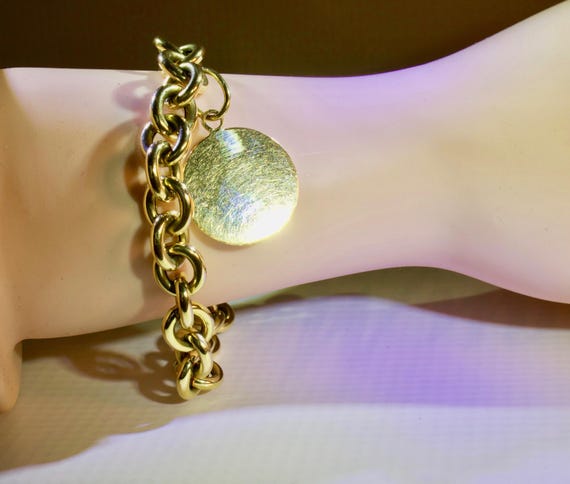 18k solid solid yellow gold chain with gold disc … - image 4