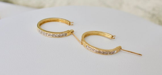 10k solid gold hoop earrings with diamonds. - image 1