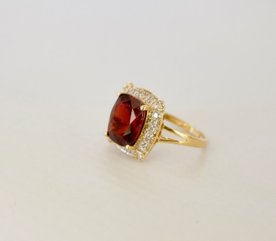 Elegant, Red Garnet And Diamond Ring Set In 14k S… - image 4