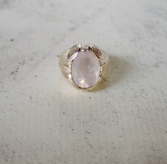 Sterling Silver. Rose Quartz. Massive Sterling Si… - image 1