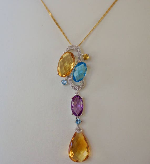 Gold. Citrine. Blue Topaz. Amethyst. Stunning 14kS