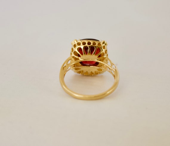 Elegant, Red Garnet And Diamond Ring Set In 14k S… - image 3