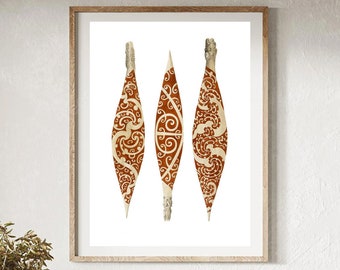 New Zealand, Maori, three paddles, Digital Download, AVAILABLE INSTANTLY!, Printable, Wall Art Print, Prints, gift