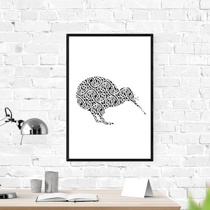 New Zealand, Kiwi, Digital Download, AVAILABLE INSTANTLY!, Printable, Decor, Digital Print, Wall Art Print, BONUS grey poster
