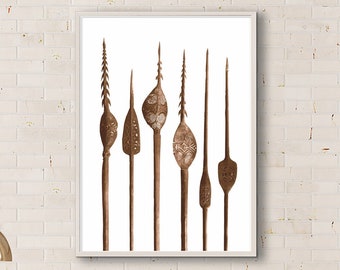 Papua New Guinea Traditional Spears Design Decor Wall Art