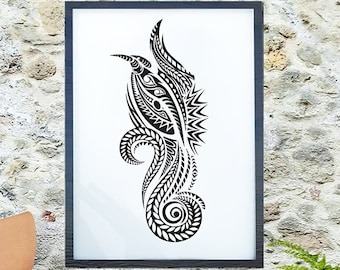 Papua New Guinea, Bird of Paradise, Tattoo, Poster