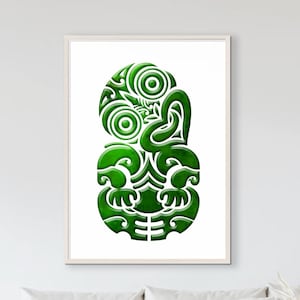 Greenstone Pounamu Tiki: Maori Tattoo Art Print (Digital Download)