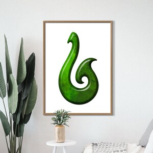 New Zealand , Fish Hook, Green Stone, Digital Download, Wall Art, Printable, AVAILABLE IN MINUTES*!