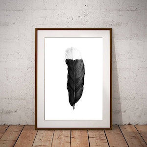 Feather Huia Bird Minimalist Brush Strokes Printable Decor Digital Print Maori Wall Art Print Printable Poster Digital Download