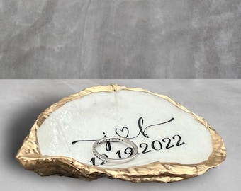 Customizable Oyster Shell Ring Dish*personalized ring dish*made to order trinket dish*wedding gift*engagement gift*shell jewelry holder