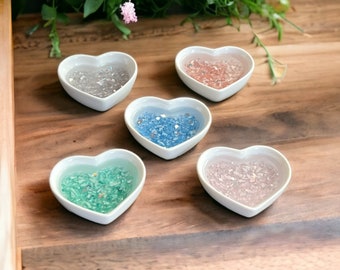 Sea Glass Heart Trinket Dish* Sea Glass Ring Dish*Coastal Jewelry Holder*Beach Wedding Gift*Sea Glass Art*Beach Wedding*Coastal Decor*Beachy