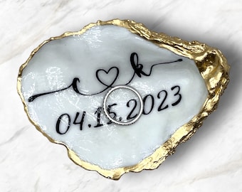 Customizable Oyster Shell Ring Dish*personalized ring dish*made to order trinket dish*wedding gift*engagement gift*shell jewelry holder