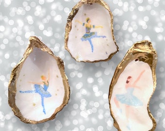 Oyster Shell Sugar Plum Fairy Ornament*Oyster Shell Ornament*Shell Art Christmas Ornament* Decoupage Oyster Shell*Ballet Ballerina Ornament