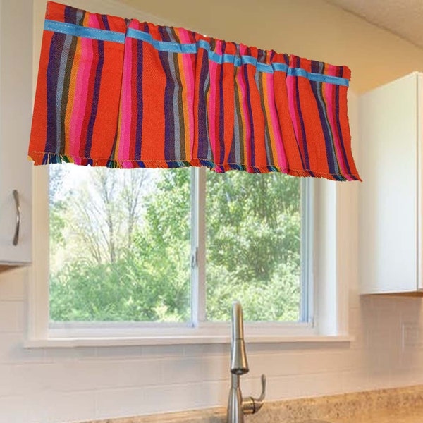 Mexican valance, tier curtains, kitchen curtains, cafe curtain , Mexican window valance, Mexico tier curtain, burnt orange valance, cambaya