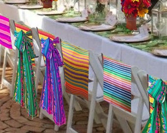 Fiesta 6 chair covers, chair covers, chair bow, chair scarf, cinco de mayo decor, Mexican wedding, Mexican party chair cover