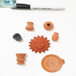 Mini Clay Crafted Mexican Pottery, clay pottery, Jarritos, Plates, Sun, molcajete, comal, clay pottery