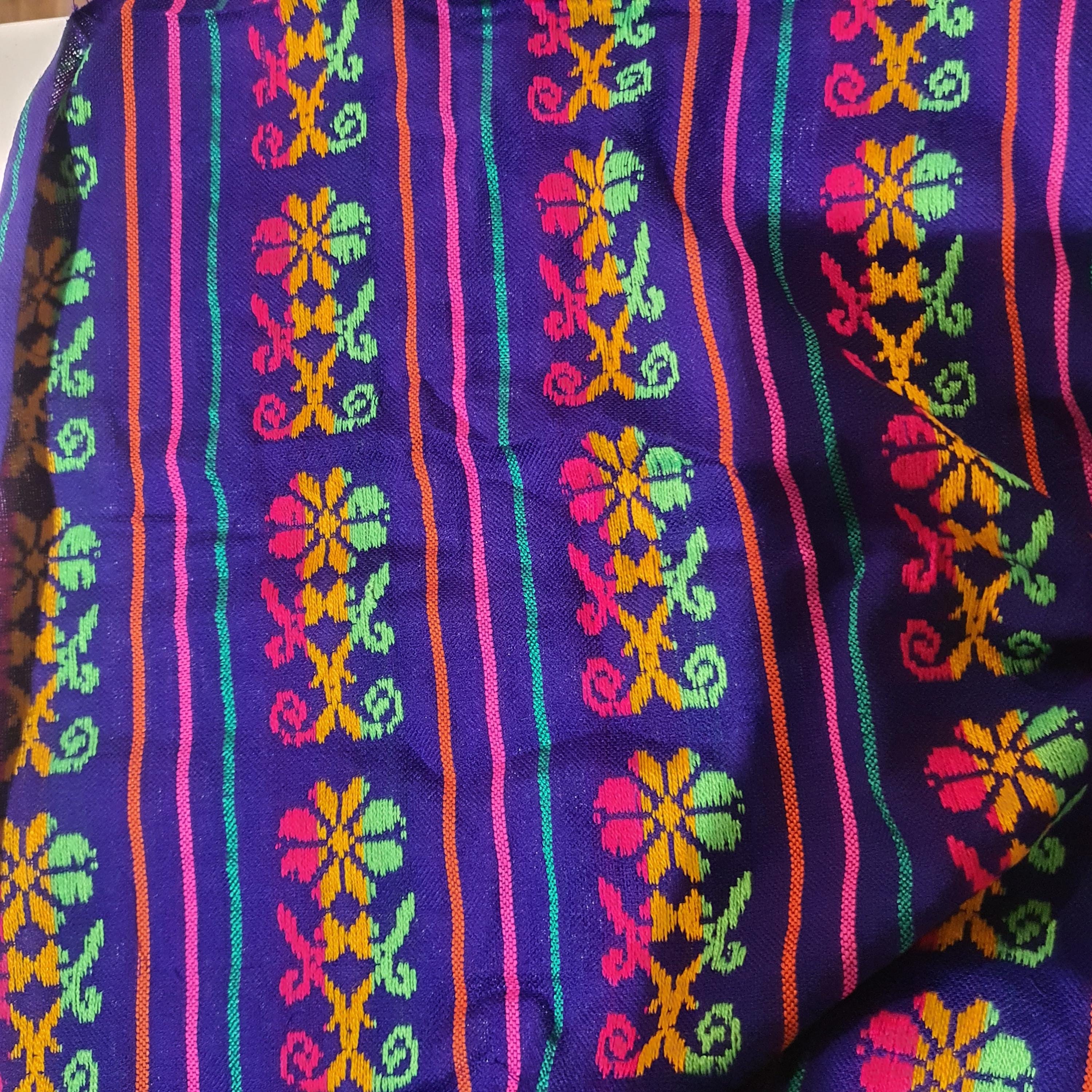 Mexican Royal Blue Woven, Aztec Star, Fabric by Yard, Cambaya