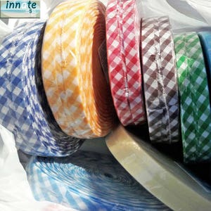 Bias Gingham 5/8&quot; 25 yd roll, gingham blue,bias tape