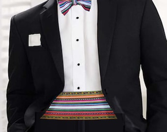Cummerbund & Bow tie Set,  ethnic, Andean, tribal, artisan
