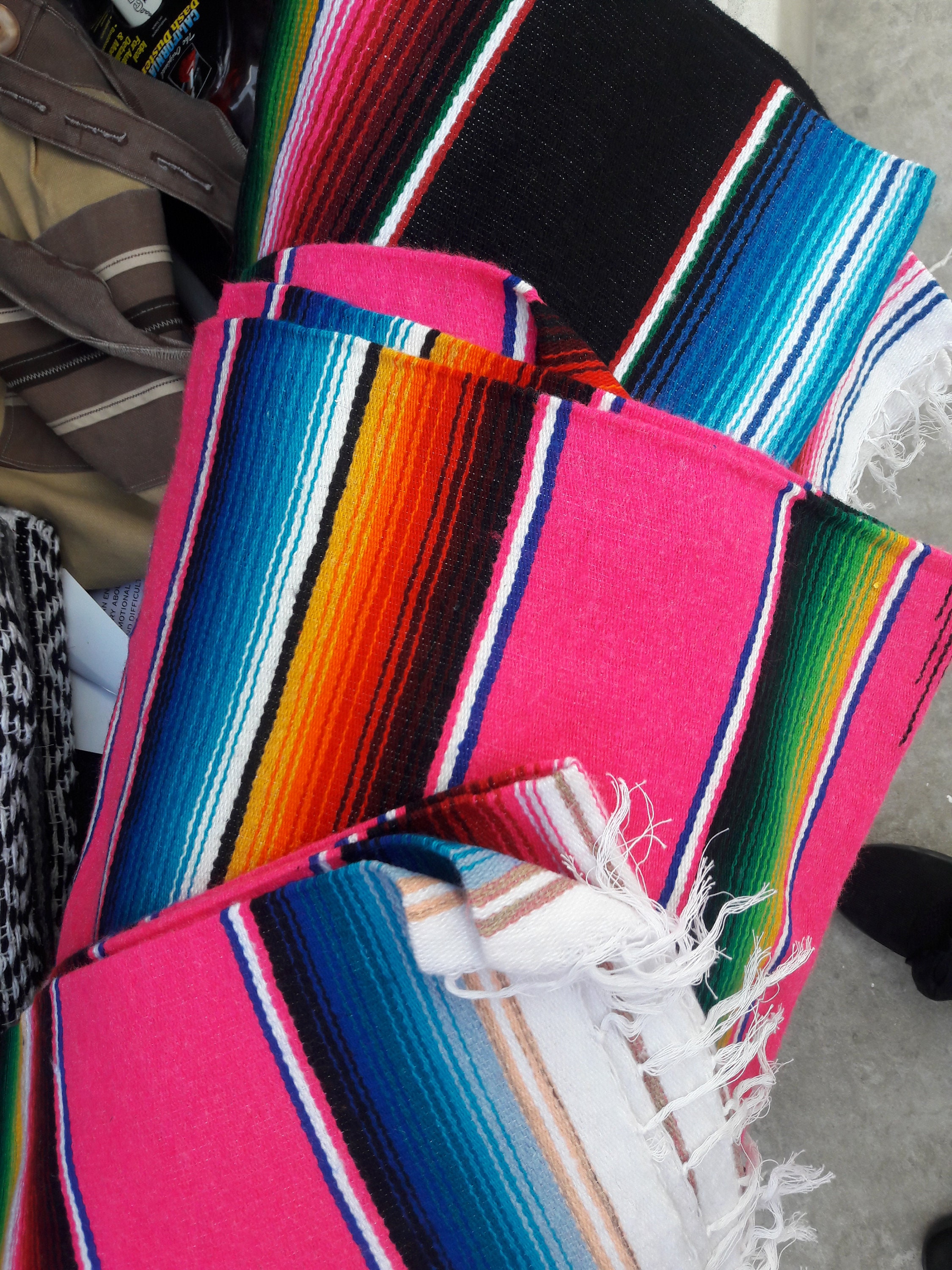 Vintage Boho Magenta Hand Woven Mexican Serape Wrap western  display picture 3