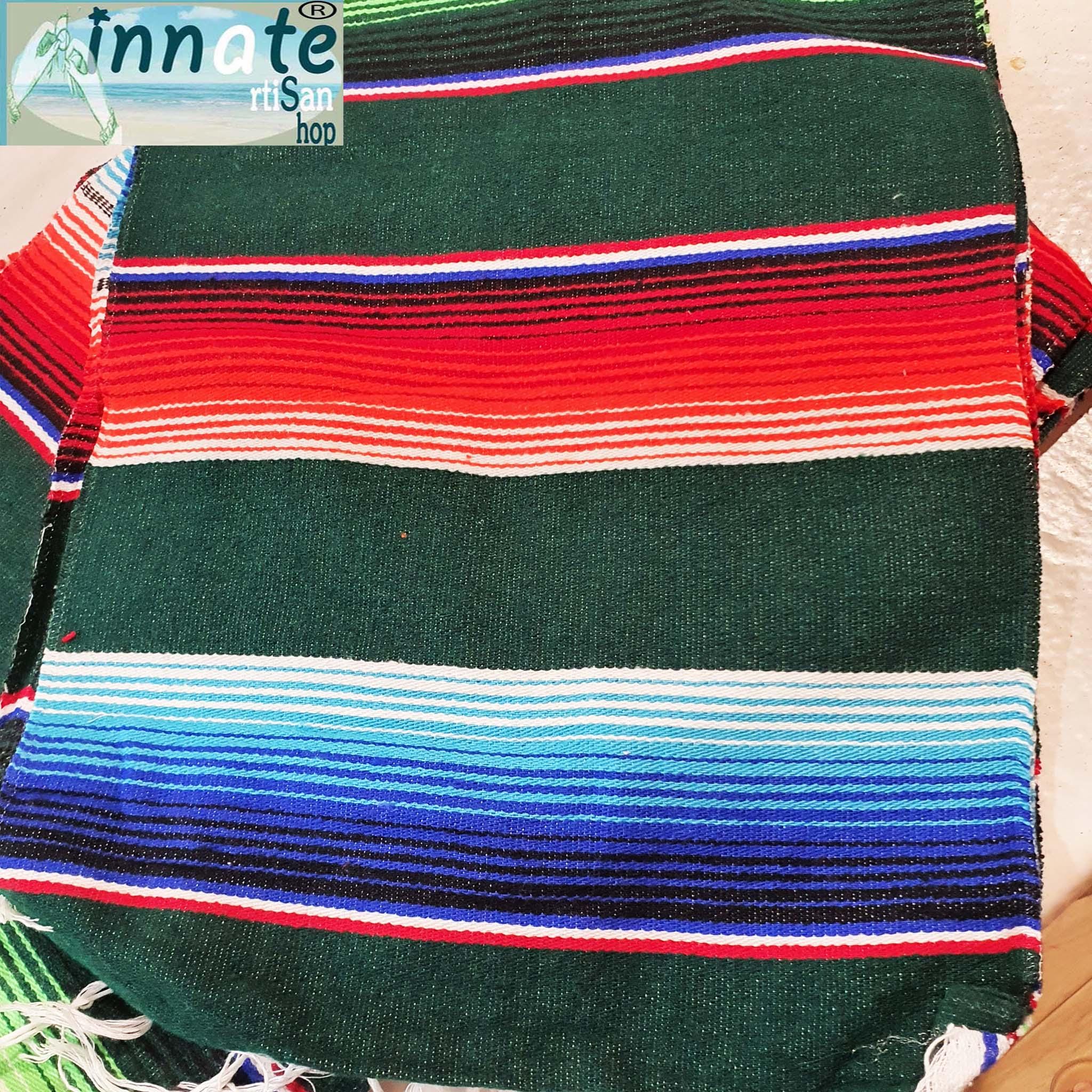 Authentic Serape Table Runner: Handwoven Mexican Decor, Patina