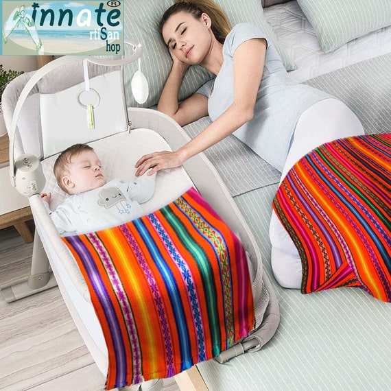 Gender Neutral, Baby Room,bassinet Blanket, Andean Decor, Ethnic, Peruvian  Blanket, Hispanic, Vivid Colors, Neutral Nursery Decor, Ideas 