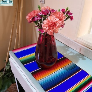 Serape Royal blue, table runner, woven, serape linen, Mexican decor, Hispanic, Latino decor, Serapes