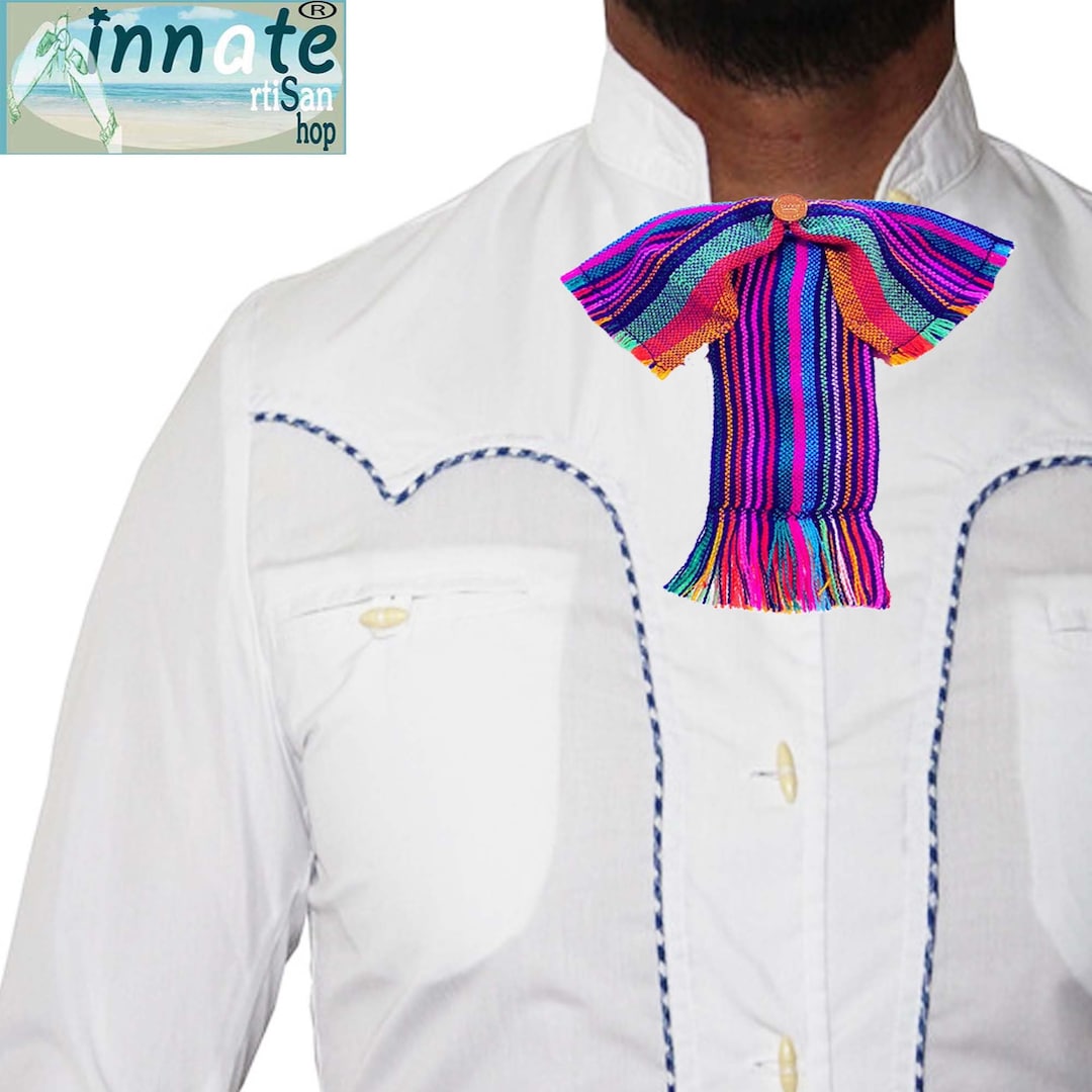 Adult 
Mexican Charro Bow Tie 100% Polyester White/Silver  600120