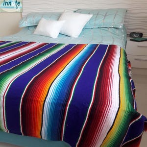 Coperte Serape, 7,5 piedi, rosso, verde, senape, blu reale viola