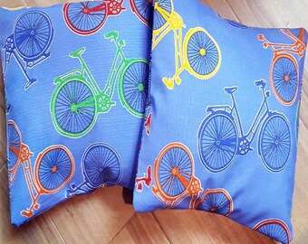 Bicycle pair of pillows, throw,canvas pillow cover,pillow throw, boy room pillow,dorm decor,bike lover gift,bicycle print pillow, fitness