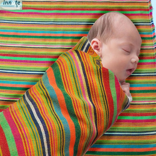Swaddle blanket, gender neutral, newborn,cambaya,Mexican blanket, ethnic baby blanket, artisan baby blanket, marigold baby blanket
