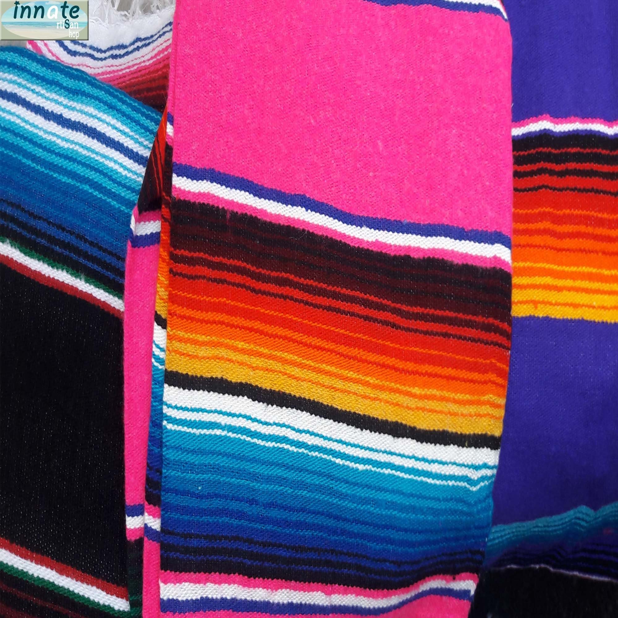Vintage Boho Magenta Hand Woven Mexican Serape Wrap western Festival sash belt Vintage Magenta Silk Cotton Sash Belt: Boho Wrap Style, Fits  main image 3
