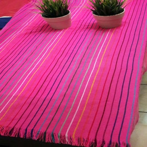 Hot pink tablecloth, Table runner, Mexican party tablecloth, fuchsia tablecloth,cambaya tablecloth Mexican decor, ethnic,soho.fiesta,native