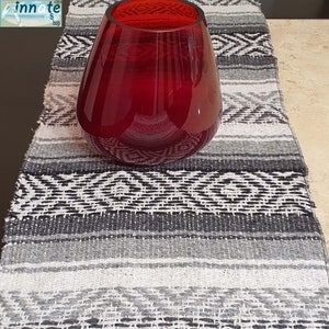 6ft Mexican table runner, Silver, black, rustic table runner, Mexican, boho, ethnic table runner,ethnic,native,indigenous,rustic, artisan
