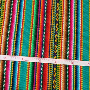 Andean Aguayo Fabric by the Yard: Teal Green Ethnic Inca Pattern