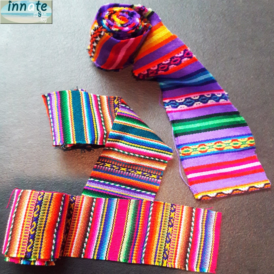 Andean Ribbons Andean Aguayo Fabric Trims, Colorful Ethnic Ribbon Remnants - Etsy