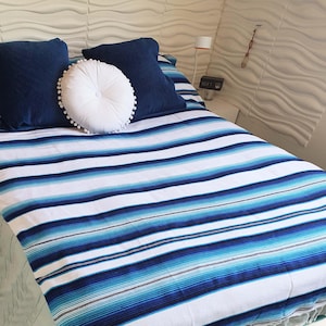 Coperta Serape bianca, autentica coperta messicana tessuta, decorativa, artigianale, coperta,