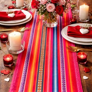 Andean Table Runner, tablecloth: Red Aguayo Textile