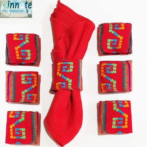 Mexican napkin rings,Hispanic, woven, embroidered