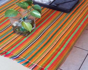 Andean Marigold table runner, soho linen,cambaya , decor, boho, ethnic,yellow,orange,Mexican,Peruvian, striped