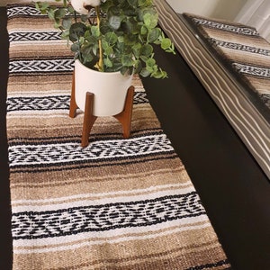 Farmhouse rustic,camel, Mexican 6ft table runner, brown,camel, beige, recycled, artisan