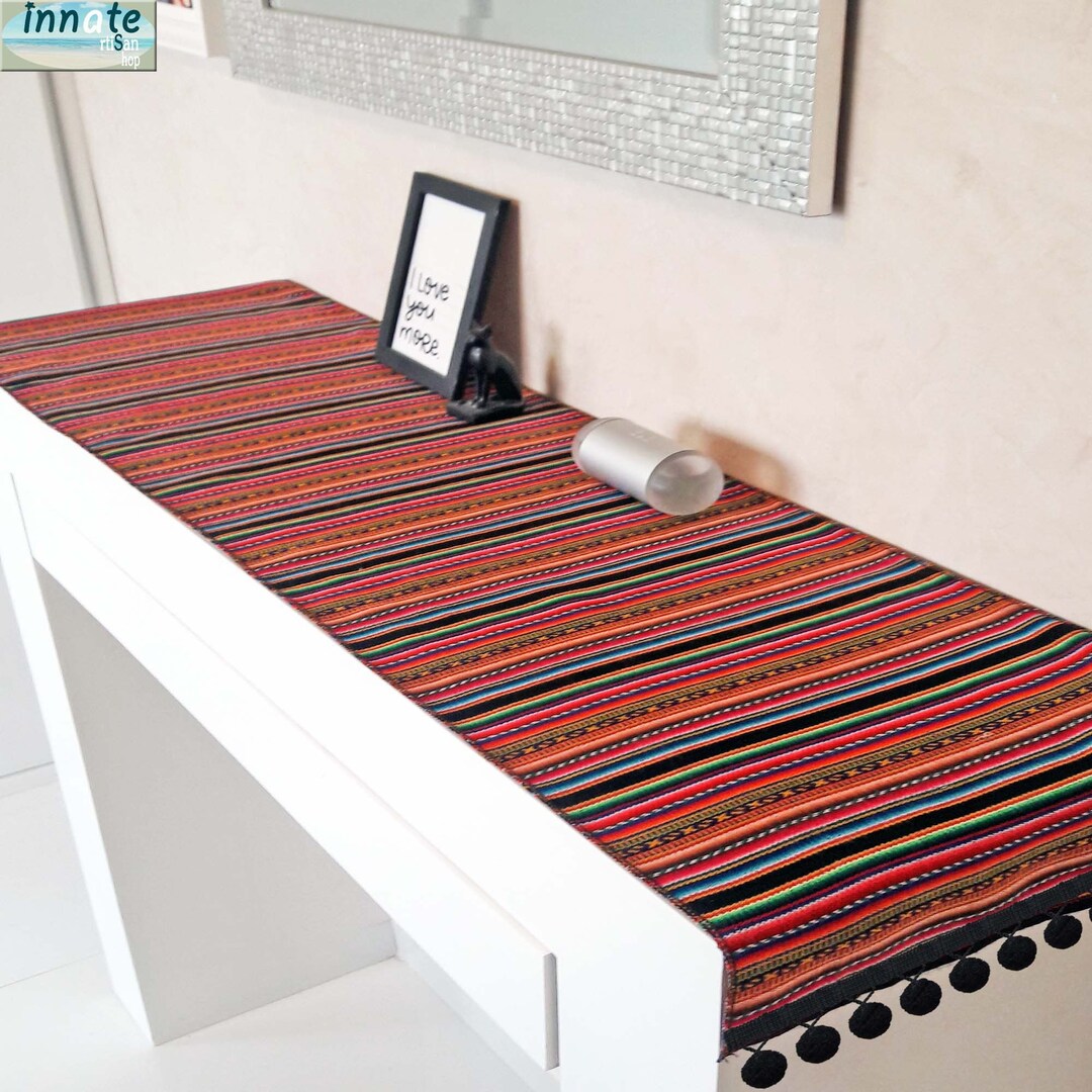Table Runners Pom Pom, Andean, Peruvian Decor, Andean Decor, Ethnic